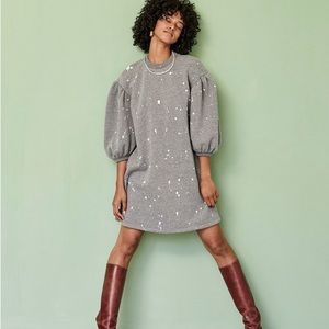Clare V. Drop Shoulder Sweatshirt Dress in Grey Splash - Size Medium